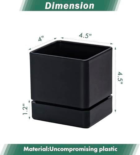D'vine Dev 6-Pack Plastic Herb Planter Pots, 4 in, Black, 76-Y-B6-1 - Image 2