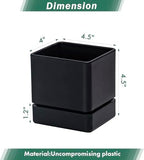 D'vine Dev 6-Pack Plastic Herb Planter Pots, 4 in, Black, 76-Y-B6-1 - Image 2