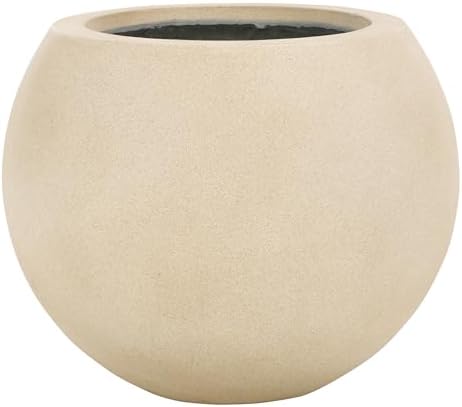 SAFAVIEH Outdoor Kenslia Concrete Planter Pot, 15.7" Beige PAT1518B by Unknown