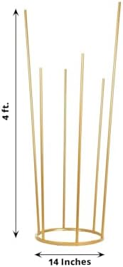Efavormart Gold Metal 6-Tubes Single Stem Flower Centerpiece in Minimalist Style, Bud Vase for Floral Arrangements with Hollow Round Base - 4ft Tall - Image 3