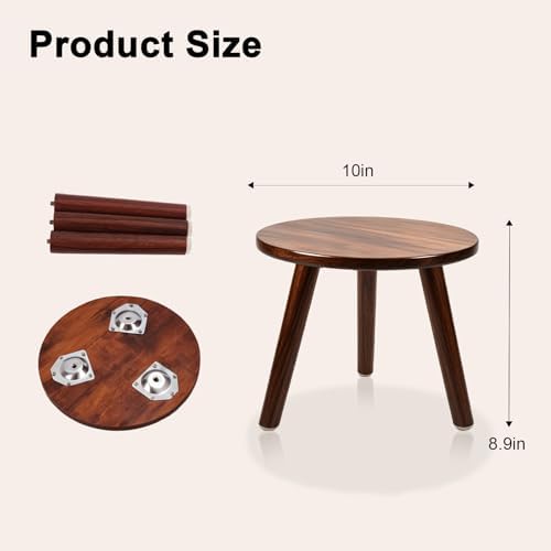 2-Pack Mid Century Plant Stand for Indoor Plants, Modern Wood Flower Pot Holder Stand for Living Room, Decorative Small Round Side Table for Balcony, Patio, Office, 8.9” High, Walnut - Image 2