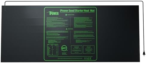 iPower 48" x 20" Durable Waterproof Seedling Heat Mat with MET Certified, Warm Hydroponic Heating Pad for Germination, Indoor Gardening, Brewing and Seed Starting by iPower