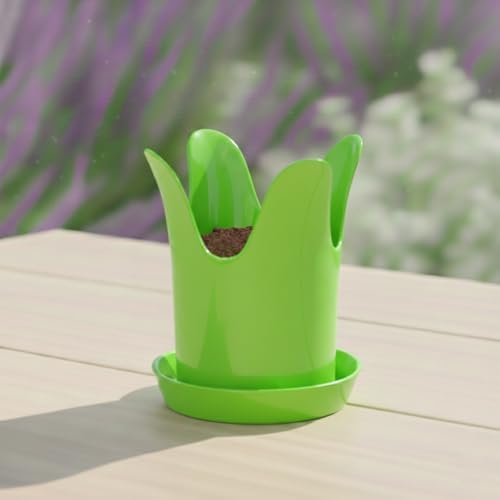 Tulip Flower Pot and Rectangle Saucer Lime Green 3 Pack - Image 3