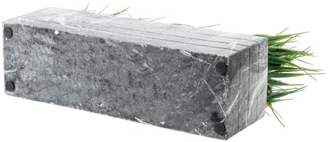 MyGift 14 Inch Artificial Green Grass Plant in Gray Marble Pattern Resin Ribbed Rectangle Planter, Faux Greenery Rectangular Cement Pot Centerpiece Home Décor - Image 7