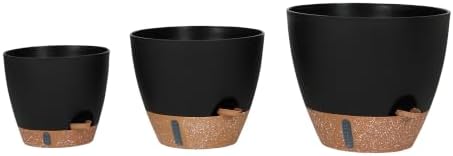 Backyard Expressions Self Watering Pots for Indoor Plants, 3 Pack, Black - Image 7
