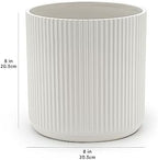 Amazon Basics Fluted Ceramic Planter Pot for Indoor Outdoor Plants, Round Flower Pot with Drainage Hole, 8-inch, White - Image 5