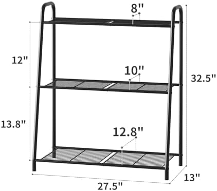Kitsanery Metal Plant Stand Indoor Outdoor for Multiple Plants,3 Tier Plant Shelf,Large Heavy Duty Flower Holder Ladder Plant for Living Room, Patio, Balcony (Black) - Image 3
