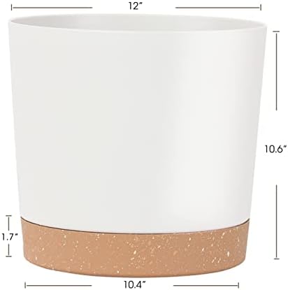 Plant Pots for Indoor Plants, 2 Pack 12 Inch Pots for Plants (12” White) - Image 3