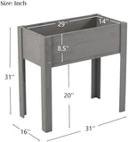 31x16x30 Raised Garden Bed with Legs, Elevated Wooden Planter Box with Liner for Flowers, Vegetable, Suitable for Outdoor, Patio, Balcony, Backyard, Grey - Image 2