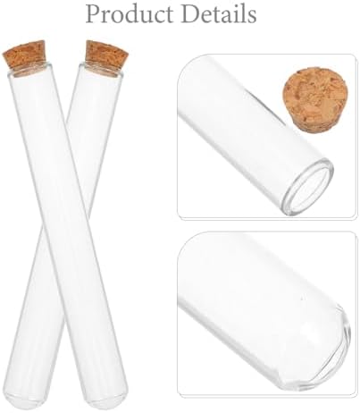 OUNONA 20ml Round Bottom Glass Test Tubes Cork Stoppers 20pcs for Lab Plant Propagation - Image 4