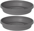 Bloem Terra 20" Round Plastic Plant Saucer, Lightweight UV-Resistant Indoor/Outdoor Flower Pot Tray - Fits 20-inch Planter Pots, Charcoal, 2-Pack by Bloem