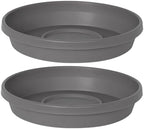 Bloem Terra 20" Round Plastic Plant Saucer, Lightweight UV-Resistant Indoor/Outdoor Flower Pot Tray - Fits 20-inch Planter Pots, Charcoal, 2-Pack by Bloem