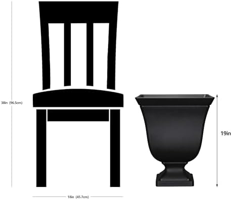 Resin Planter Urn, Black Square Planter,Easy Knock-Out Drainage Holes - Image 6