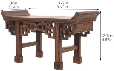 POPETPOP Wooden Display Stand Vase Base Rectangular Flowerpot Stand for Buddha Statue Home Decor Accent 9.05 X 4.84 X 3.54 in Wooden Pedestal for Shelf Table Office - Image 4