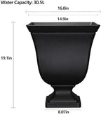 Resin Planter Urn, Black Square Planter,Easy Knock-Out Drainage Holes - Image 5