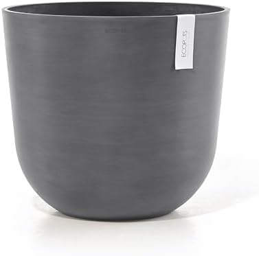 Ecopots Oslo Round Flower Planter, Grey, 17.75" by ECOPOTS