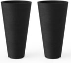 Kante 2-Pack All-Weather 18" H Round Tapered Black Plastic Planters by Unknown