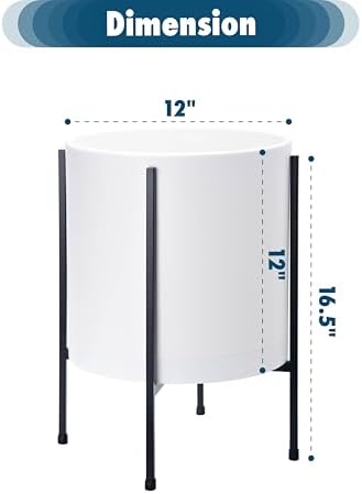 D'vine Dev Plastic Planter Pot with Metal Stand, White, 12 in, 55-D-A-3 - Image 3