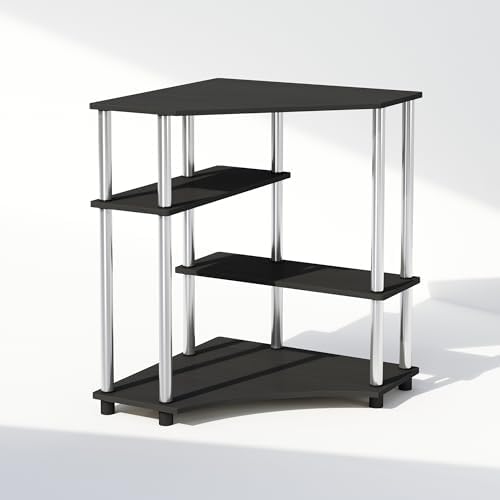 Furinno Turn-N-Tube Storage Shelves, 4-Tier Corner Shelf, Toolless Assembly Display Rack, Corner Bookshelf for Small Space, for Organization and Storage, Living Room, Home Office, Americano - Image 3