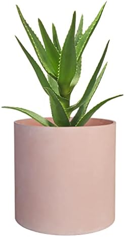 FaithLand 8 Inch Fiberstone Planter - Lightweight Modern Cylinder Plant Pot with Drainage Hole & Plug, Indoor Outdoor Use, Terracotta Color - Image 4
