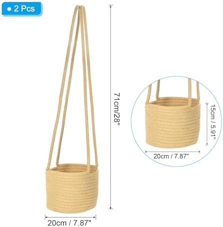 PATIKIL Hanging Planter Basket Indoor, 2 Pack Woven Macrame Plant Basket with 28" Hanging Rope for Outdoor Home Decor Storage Organizer, Brown - Image 2