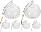 Housoutil 6pcs Hanging Glass Bauble Tea Light Candle Holders with 8cm Flat Base and 1.2m Jute Rope, Glass Globe Terrarium Planters for Home Décor and DIY Hanging Candle Display by Housoutil