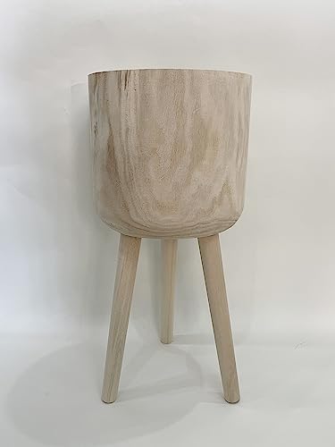 RISEON Handmade Mid Century Modern Wood Planter, Rustic Indoor Flower Pot Plant Stand,Large Floor Planter (Large) - Image 3
