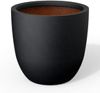 Kante Black Concrete Planter 18" Dia All-Weather Round Large Pot by Unknown