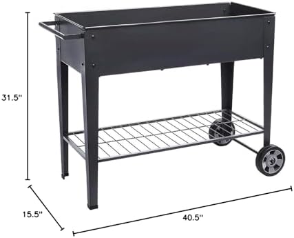 Raised Planter Box with Legs Outdoor Elevated Garden Bed On Wheels for Vegetables Flower Herb Patio - Image 2
