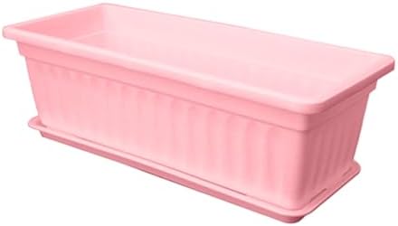 Window Box Planter for Outdoor & Indoor, Rectangular Flower Pot with Drainage Hole and Tray, Decorative Garden Planter Box for Windowsill Balcony Railing Garden and Patio (Pink, 3pc) - Image 5