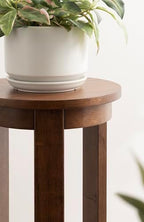 Kate and Laurel Foxford Modern Tiered Round Drink Table, 12 x 12 x 30, Walnut Brown, Transitional Two-Tier Circle Plant Stand for Use as Living Room Pedestal Table or Small Bedroom Nightstand - Image 5