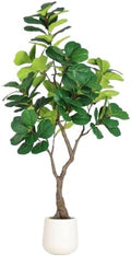 6FT Artificial Fiddle Leaf Fig Tree with Decorative White Pot by Unknown