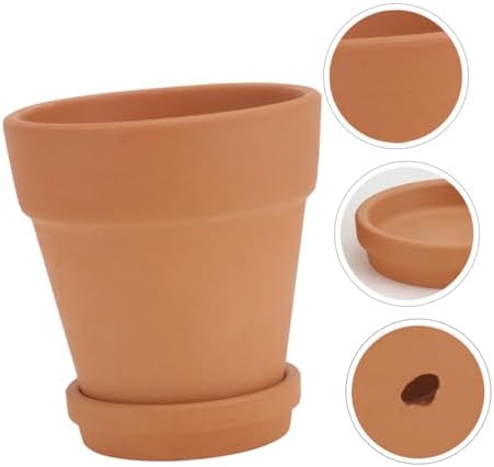 Red Terracotta Succulent Pots with Drainable Saucers, 8x8cm Clay Flower Planters for Indoor and Outdoor Gardening, 5 Sets Breathable Baked Clay Planting Containers - Image 7