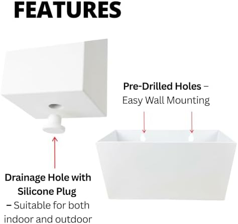 LaLaGreen Wall Planter (3-Pack Set) Rectangular Indoor Hanging Flower Boxes - Image 2
