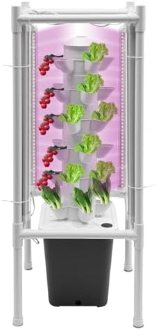 Hydroponics Tower Garden Kit 30 Plant Indoor with LED Grow Light by Unknown