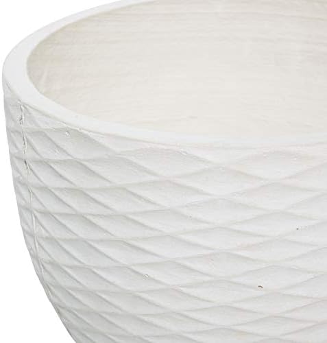 Deco 79 Ceramic Geometric Indoor Outdoor Planter Diamond Patterned Large Planter Pot with Wood Tripod Legs, Set of 2 Planters 16", 14"H, White - Image 4