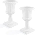 Plastic Urn Planter, Large 20 Inch Tall Flower Pot for Outdoor Plants, Classic Vintage Urn Planters with Pedestal Base, Tall Plastic Resin Planter Pot for Patio Garden (White (2 PCS)) by diowewea