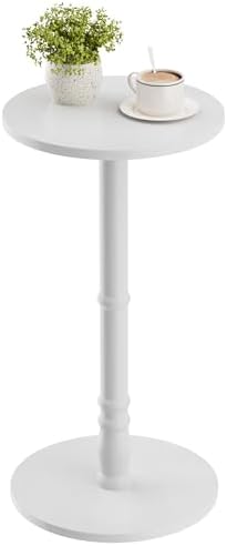 Homleke Round Side Table with Solid Wood Pillar, Small Drink Table by Homleke