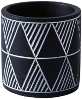 Sleek Nordic-Style Geometric Cement Flower Pot Flat Straight Cylindrical Bonsai with Holes for Indoor use(Black) by Unknown
