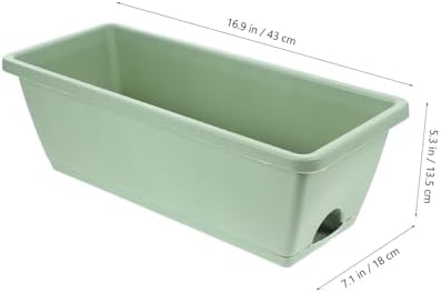 4-Set Rectangular Window Box Planter with Saucer Vegetable Herb Flower Planting Pots for Indoor Outdoor Garden 43cm Medium Plastic Containers in Light Gray Sky Blue Terracotta - Image 2