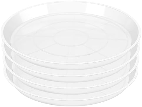 OUPSAUI 4 Pack Clear Plant Saucer 4 6 8 10 12 14 16 18 20 22 Inch Plant Trays for Pots, Plastic Extra Large Planter Saucers for Outdoors Indoors, Drip Catcher Water Tray for Plants (22 Inch) by OUPSAUI