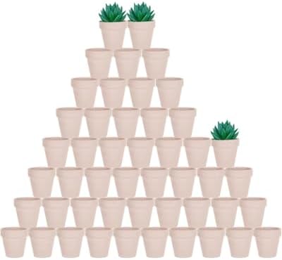 vensovo 48 Pcs 2" Tiny Terracotta Pots with Drainage,Pink Clay Pot by vensovo