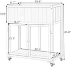 Wooden Cold Frame Greenhouse with Wheels, Garden Shed for Plants, Compact 2 Doors Greenhouse Cabinet, Flower Plant Cabinet with Raised Bed, White 35.4''x17.7''x37.4'' - Image 2