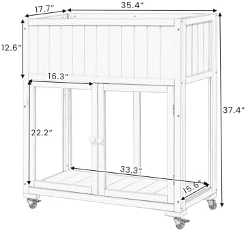 Wooden Cold Frame Greenhouse with Wheels, Garden Shed for Plants, Compact 2 Doors Greenhouse Cabinet, Flower Plant Cabinet with Raised Bed, White 35.4''x17.7''x37.4'' - Image 2