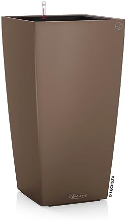 Lechuza CUBICO Color 30 Nutmeg, Self-Watering Tall Planter, H22 L11.8 W11.8 in by LECHUZA