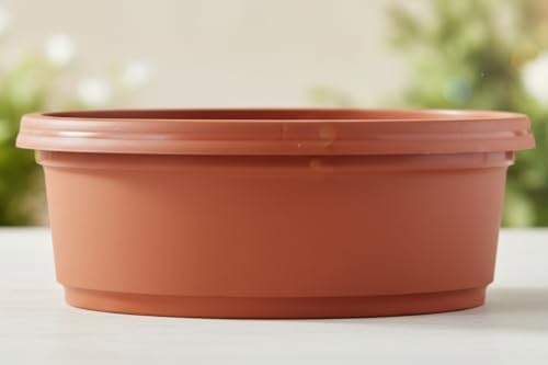 13 inch by 5 inch Terra Cotta Colored Pot with Saucer - Image 3