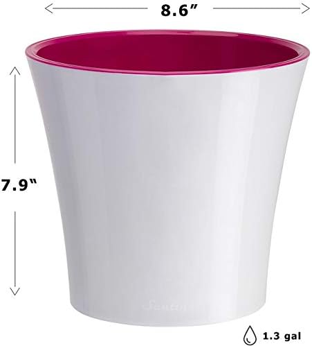 Gardenera 8.6" ARTE Self Watering Planter (Set of 3) in WHITE/PURPLE - Indoor Flower Pot for All House Plants, Flowers, Herbs, Succulents, Orchideas, Dahlias and African Violets - Image 2