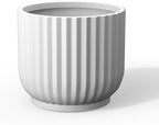 Kante Small Round Pedestal White Concrete Planter 9.8" Dia, Outdoor by Unknown