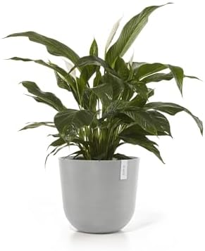 Ecopots Oslo Round Flower Planter, White Grey, 17.75" - Image 4