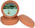 vensovo 8 Inch Terracotta Pot Saucer, 4 Pcs Large Round Plant Saucer for 7 Inch Flower Pot, Drainage Hole, Indoor or Outdoor Use, 7.9 x 7.9 inches, Brown by vensovo